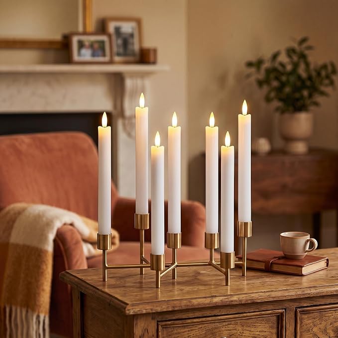 GenSwin Flameless Taper Candles LED Battery Operated Remote Timer White | LED - Image 3