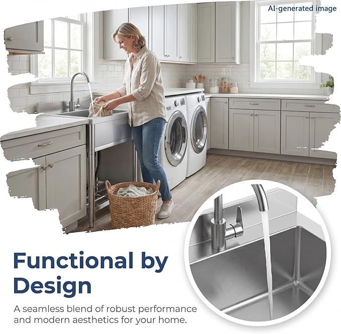 Stainless Steel Commercial Kitchen Sink, Free Standing Single Bowl Sink - Image 8