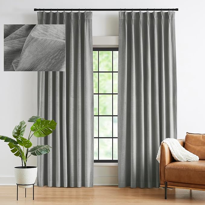 Kayne Studio Pewter Gray Velvet Pinch Pleated Back Tab Curtains 63Inch Long | by KayneStudio