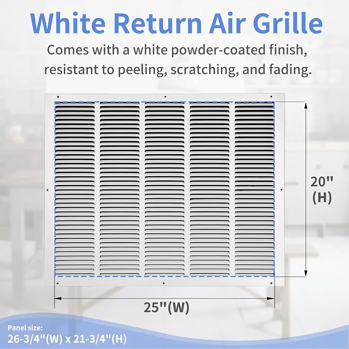 Howeall 25"W x 20"H Steel Return Air Grille, Air Return Vent Cover - Image 3