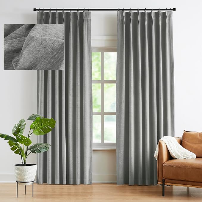 Kayne Studio Pewter Gray Velvet Pinch Pleated Back Tab Curtains 84Inch Long | by KayneStudio