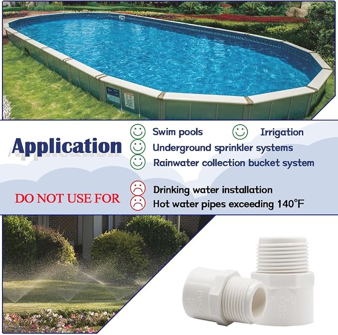 2PCS 2 Inch PVC Coupling Fittings White Socket to Male Thread PVC Pipe Fitting - Image 6