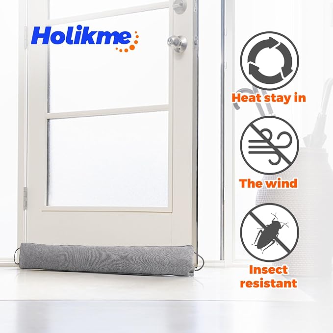 Holikme Weighted Door Draft Stopper, Heavy Duty Under Door Draft Blocker Bottom - Image 3