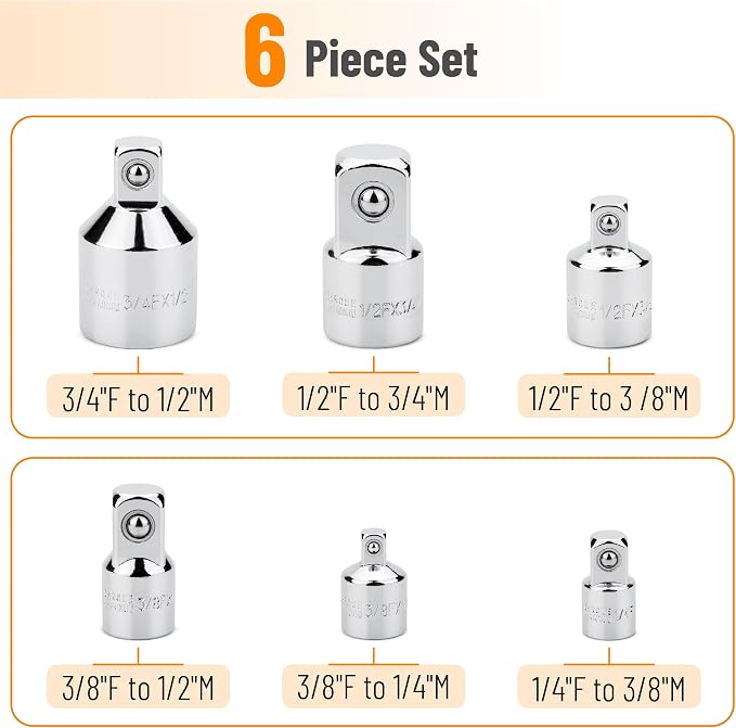 Bates- Impact Socket Adapter and Reducer Set, 3/4" Drive Impact Socket Adapter - Image 2