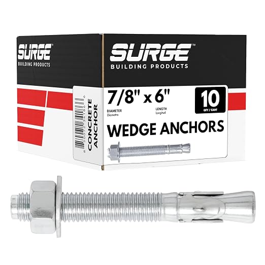 7/8" x 6" Zinc-Plated Wedge Anchors by SurgeBuildingProducts