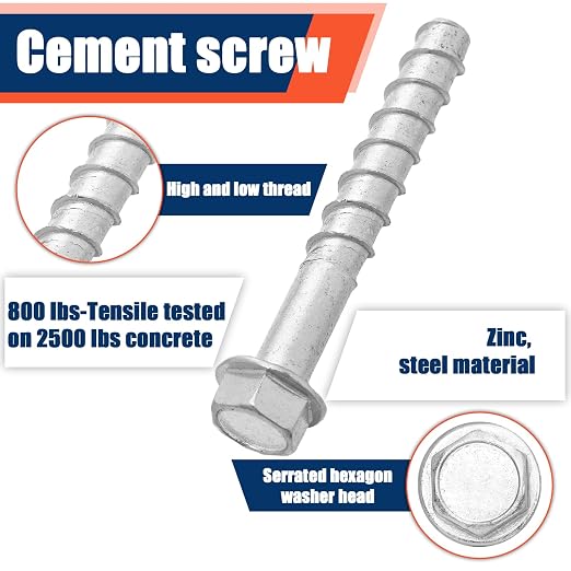 Tandefio 20 Pack 5/8 x 5 Concrete Anchors and Screw Kits Galvanized | Large - Image 3