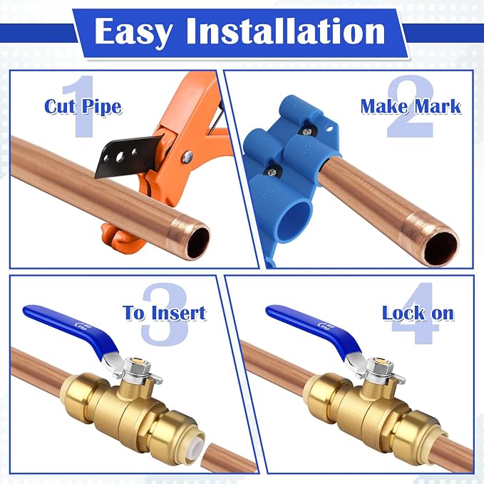 Push Fit Ball Valve, Brass Plumbing Water Valve, Pex Push Ball Valve, Used - Image 4