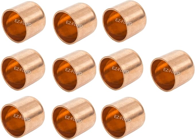 EZ-FLUID Plumbing 3/4" Solder Copper Pipe End Cap LF, Pressure Copper Cap Plug by EZ-FLUIDPlumbingProducts