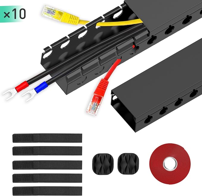 ENONCI Cable Raceway 154in Wire Covers Under Desk Cable Management 10-Pack | - Image 2