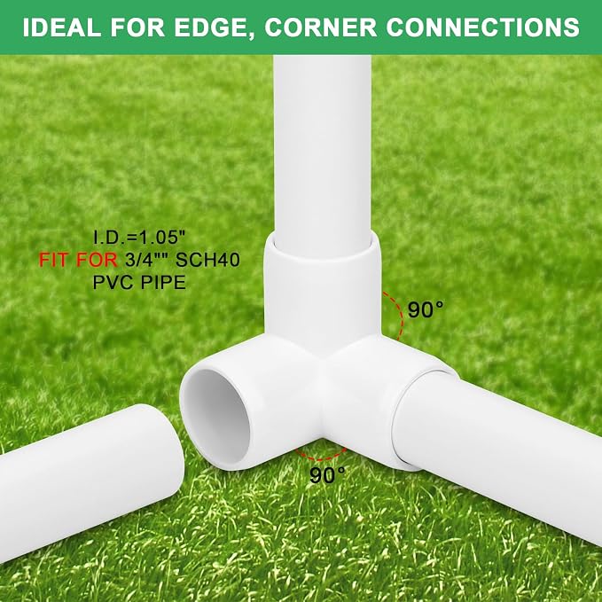12Pack 3/4IN 3-Way Elbow PVC Fittings Furniture Grade SCH40 3/4" Tee 3 Way PVC - Image 3