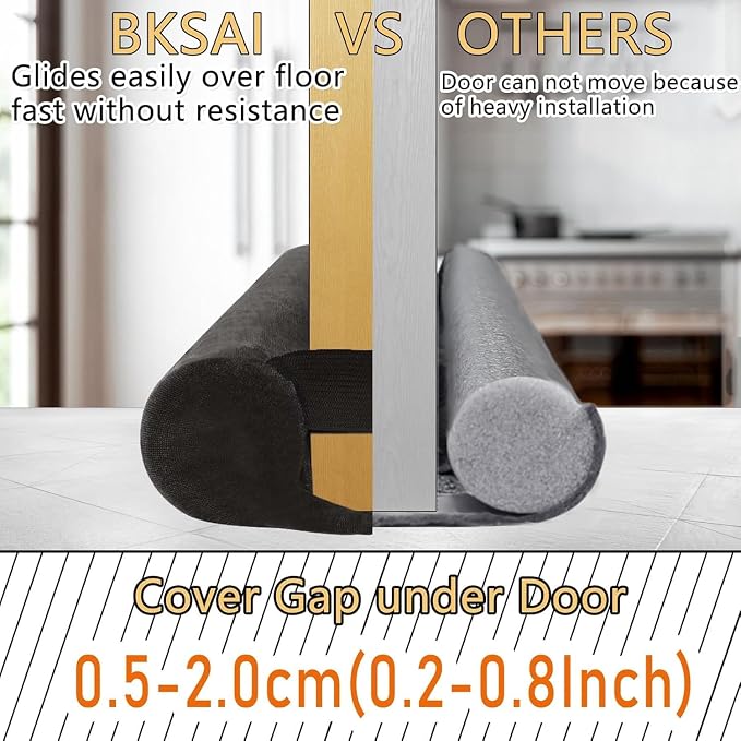 BKSAI Door Draft Stopper for Doors 29-35" No Adhesive Draft Stopper for Bottom - Image 3