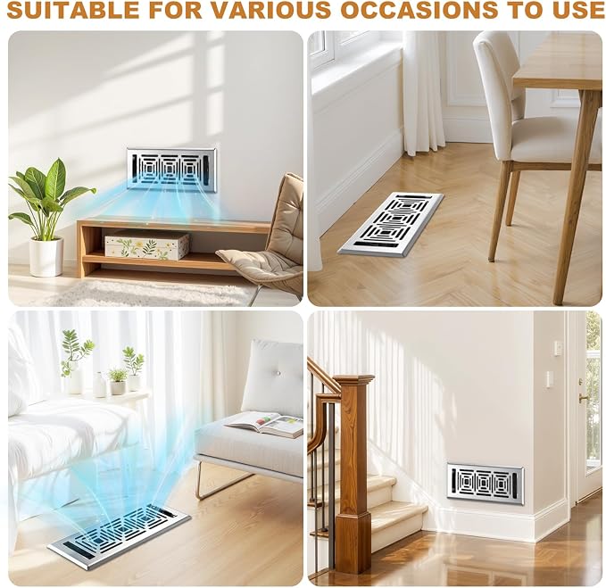 Floor Register 4x10, Heavy Duty Walkable Steel Floor Vent Covers, Easy Adjust - Image 5