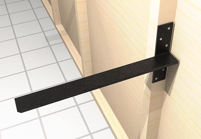 Free Hanging T Shelf Bracket, Solid Heavy Duty Steel Knee Wall Hidden Granite - Image 4
