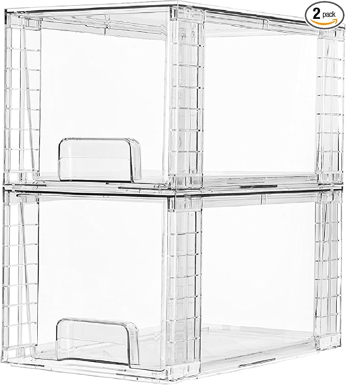Vtopmart 2 Pack Large Stackable Storage Drawers, Bathroom Closet Undersink by Vtopmart