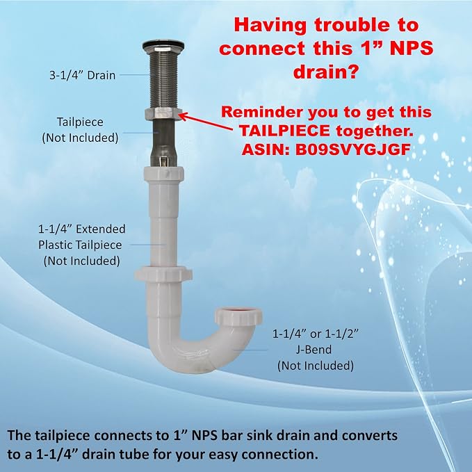 Stainless Steel Bar Sink Drain 1" Nominal Pipe Size - Image 6