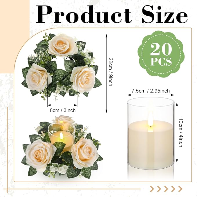 Yunlly 20 Pcs Rose Candle Rings - Image 2