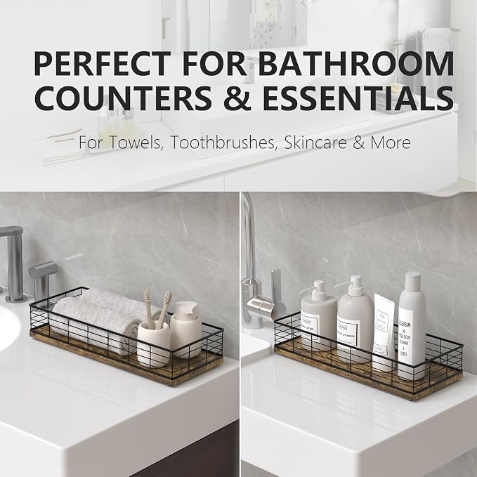 Toilet Paper Storage Basket, Narrow Bathroom Countertop Organizer Iron Metal - Image 4