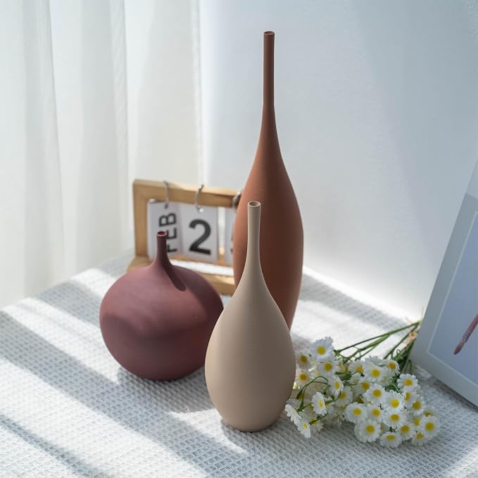 Relexome Ceramic Modern Vase Set of 3 Farmhouse Decorative Vase Minimalist - Image 7