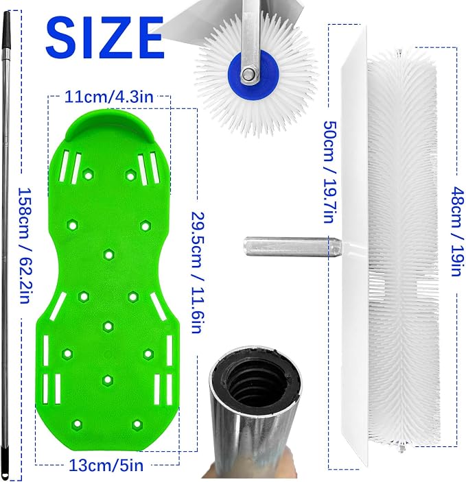 Self Leveling Cement Tool Kit, 20-inch Spiked Roller, 32-62" Extension Pole | - Image 2