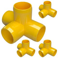 1” 4-Way Tee Furniture Grade PVC Fitting in Yellow, Made in USA, UV-Resistant by FORMUFIT