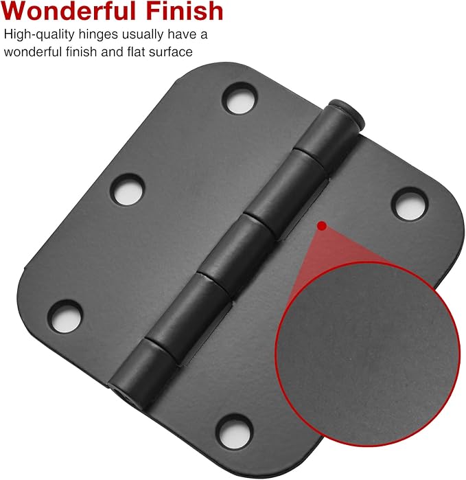 TDCHINGES Rounded Door Hinges Matte Black 3.5" 5/8" Radius Removable Pin | 48 - Image 4