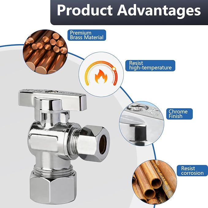 WiseWater Angle Stop Valve 1/2" Nominal x 3/8" Compression | Quarter Turn - Image 6