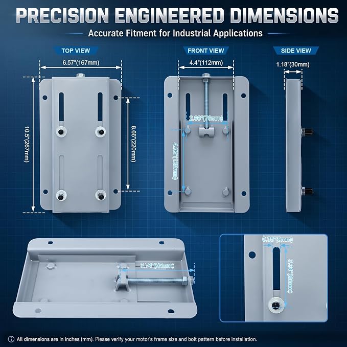Electric Motor Base Mount Plate Adjustable Slide Plate Compatible - Image 2