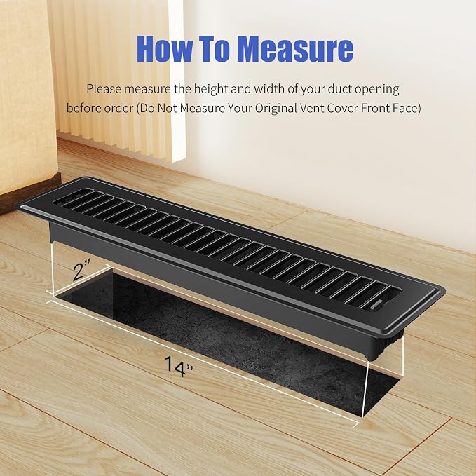 BYEWIRE 2x14 Floor Register, 6 Pack Heavy Duty Steel Floor Vent Covers - Image 2