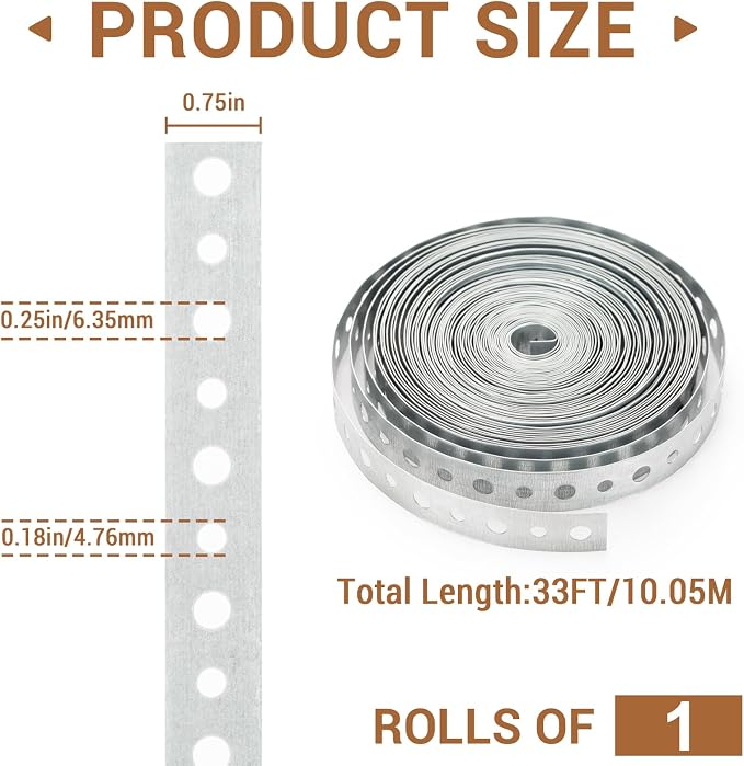 Galvanized Metal Pipe Strap 3/4-Inch x 33-Feet 24-Gauge Pipe Hanger Strap Metal - Image 2