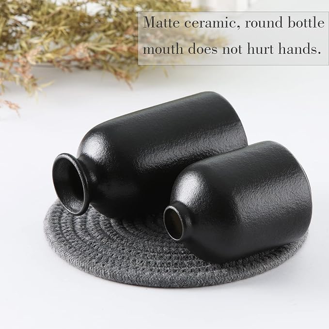 CEMABT Black Ceramic vase Set-3 Small Flower vases - Image 5