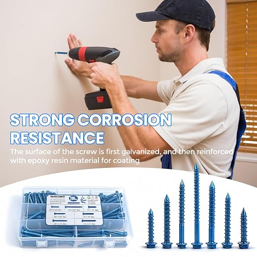 200PCS Concrete Screws, 3/16" 1/4" Masonry Screws - Image 4