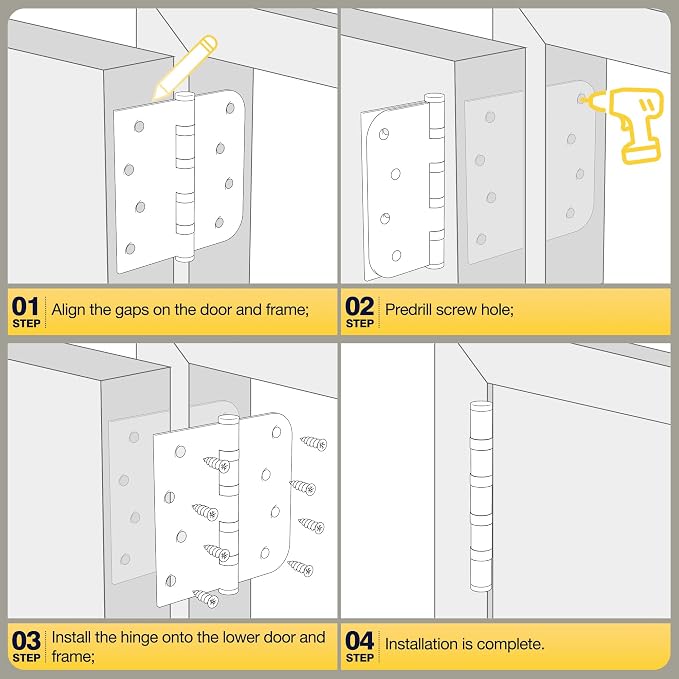 KOLET Ball Bearing Door Hinge, 4 x 4 Inches, Brushed Gold, 3 Pack | Square and - Image 9
