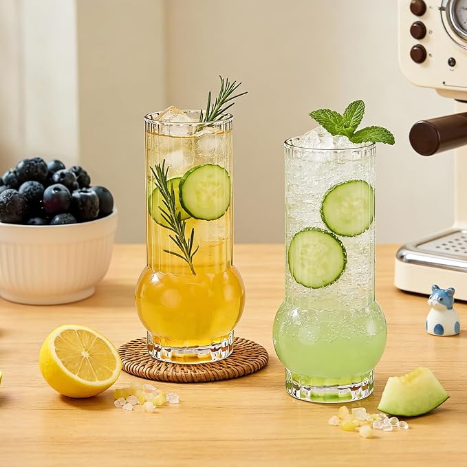 6.5Inch Drinking Glasses for Home Decor, Modern Clear Glass Glass Tumbler Set - Image 5
