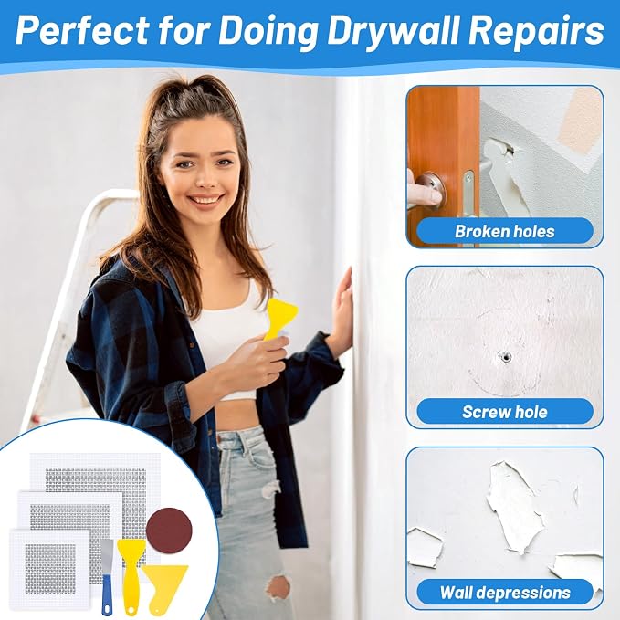 12 PCS 4/6/8 Inch Wall Repair Patch Kit, Aluminum Mesh Dry Wall Hole Repair - Image 5