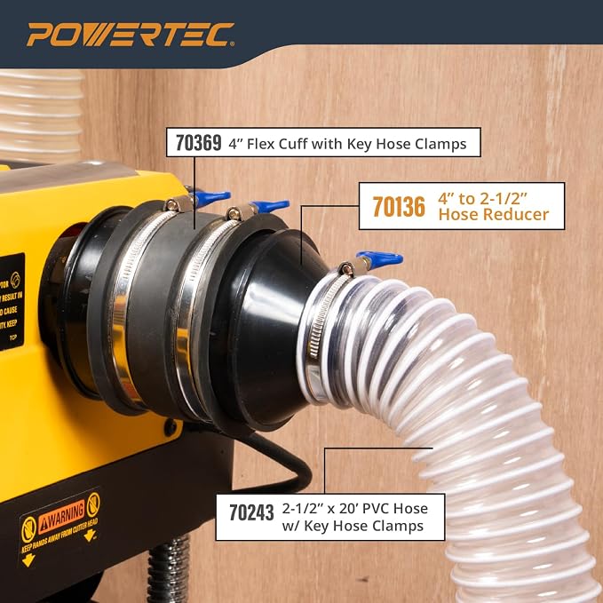 POWERTEC 70136-P4 4 Inch Hose to 2-1/2 Inch Hose Cone Reducer, Dust Collection - Image 7