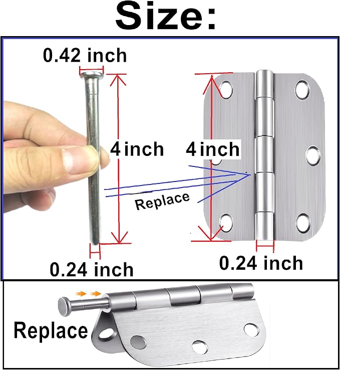 6pcs 4 inch Interior Door Hinge Pins - Image 3