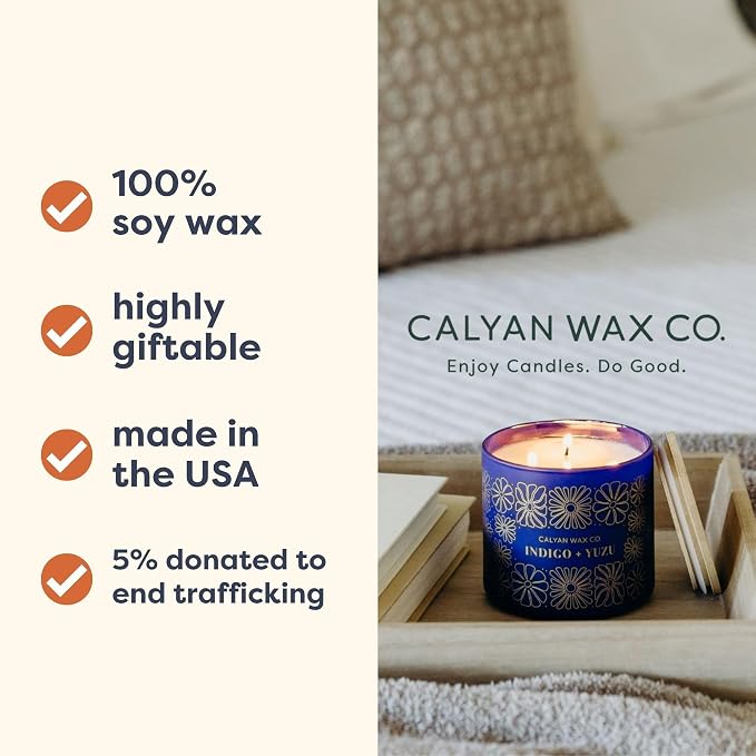 Indigo & Yuzu 3 Wick Scented Candle - Image 9
