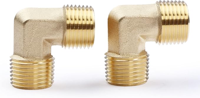 U.S. Solid 2pcs 90 Degree Barstock Street Elbow Brass Pipe Fitting 1/2" NPT - Image 2