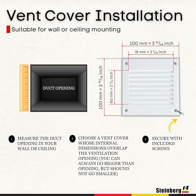 Steinberg14 White Vent Cover 2x2 - Image 6