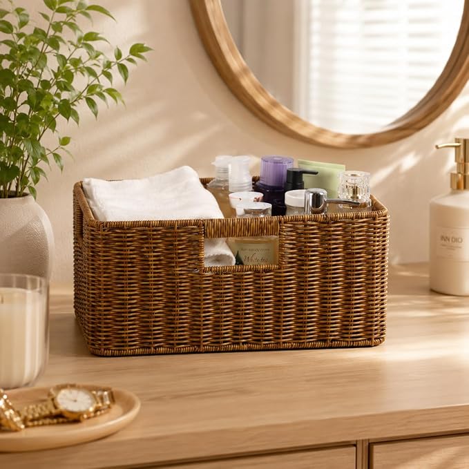 Large Wicker Basket, Waterproof Wicker Storage Basket - Image 6