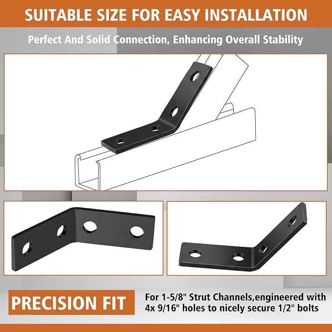 8 Pack 45 Degree Angle Bracket for 1-5/8 Strut Channel, Heavy Duty 5.7mm Thick - Image 5