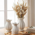3 Pack White Ceramic Vase Set Small Rustic, 7.9in | Decorative Flower Vases by Ferrochef