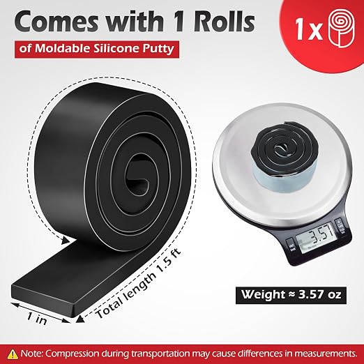 1 Pack Moldable Silicone Putty Black Solid Roll | 1.5 ft x 1 in Non Hardening - Image 2