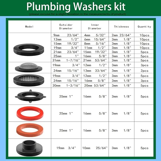37 Sizes 1075Pcs 3-in-1 Home Universal Rubber Washers Assortment Kit Faucet - Image 7