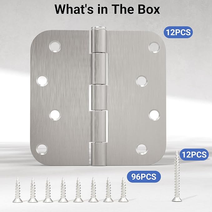 12 Pack 4 Inch Door Hinges Satin Nickel, Heavy Duty Solid Iron Interior & - Image 7