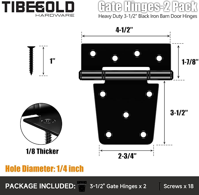 3-1/2 Inch Heavy Duty Gate Hinges, Gate Strap Hinge - Image 2