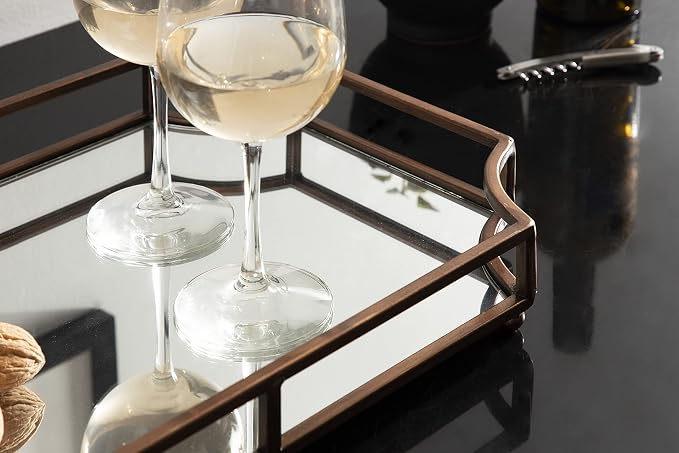 Kate and Laurel Ciel Modern Scalloped Tray; 19 x 13 x 3. Bronze; Decorative - Image 4