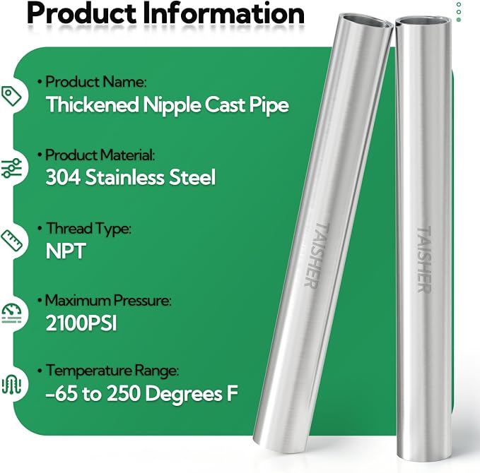 2pcs Thickened Nipple Cast Pipe 3/4" NPT Female - Image 3