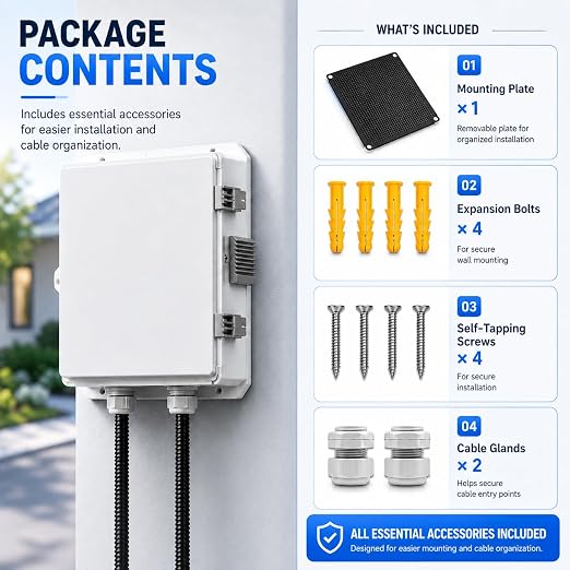 Outdoor Electrical Box with Ventilation System, Weatherproof ABS Junction Box - Image 7