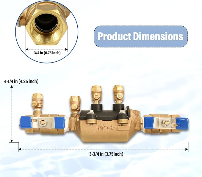 34-350 3/4" Double Check Backflow Preventer, Double Check Valve Assembly | Cast - Image 2